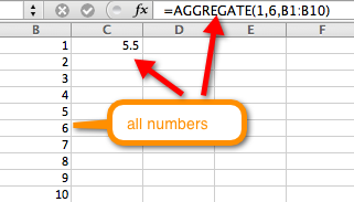 Microsoft Excel Aggregation example